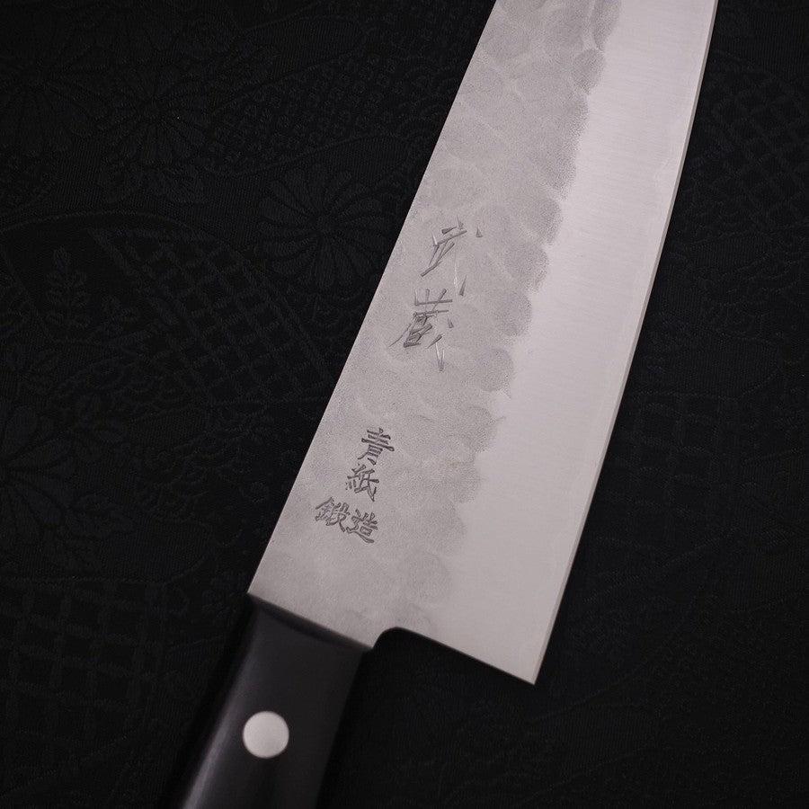 Santoku Blue Steel #2 Edelstahlummantelung Tsuchime Westlicher Griff 170mm - Image 3