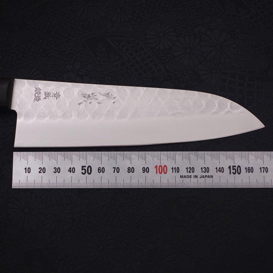 Santoku Blue Steel #2 Edelstahlummantelung Tsuchime Westlicher Griff 170mm - Image 7