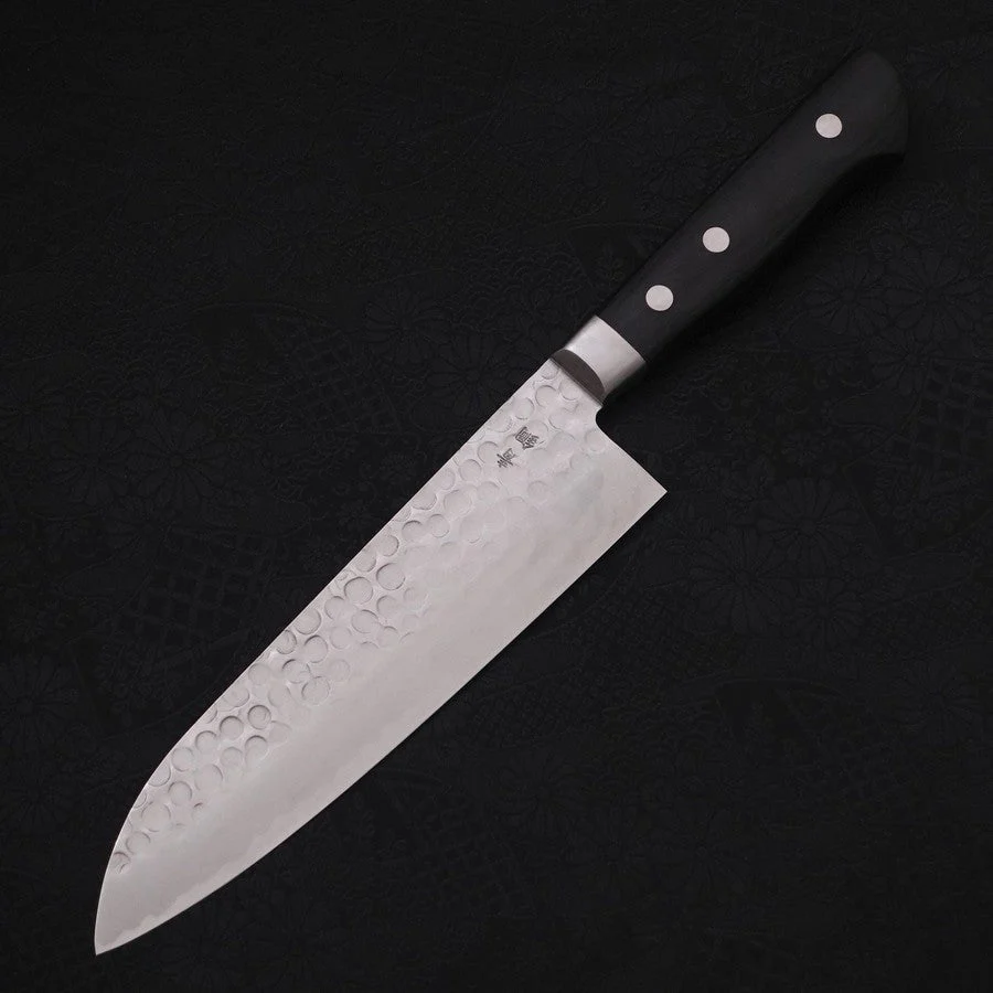 Santoku Blue Steel #2 Edelstahlummantelung Tsuchime Westlicher Griff 175mm - Image 2