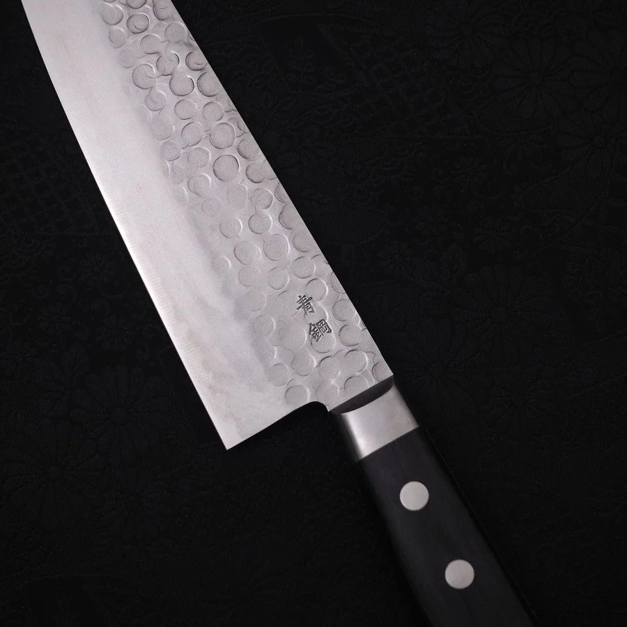 Santoku Blue Steel #2 Edelstahlummantelung Tsuchime Westlicher Griff 175mm - Image 3