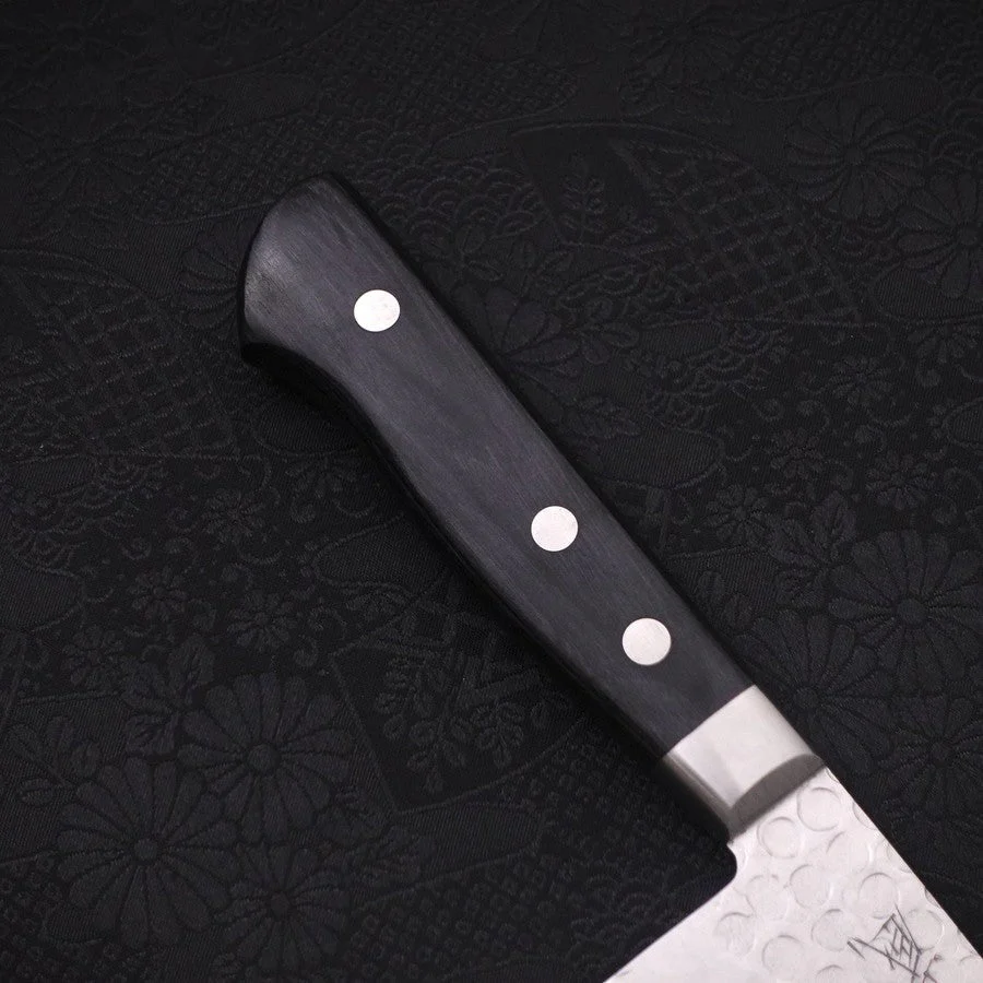 Santoku Blue Steel #2 Edelstahlummantelung Tsuchime Westlicher Griff 175mm - Image 6