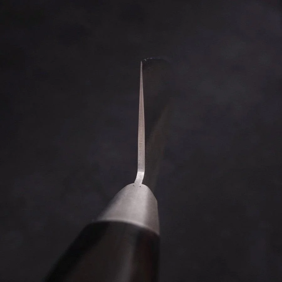 Santoku Blue Steel #2 Edelstahlummantelung Tsuchime Westlicher Griff 180mm - Image 4