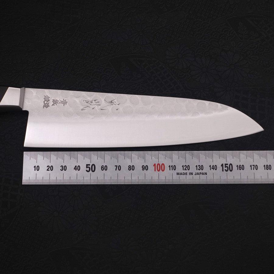 Santoku Blue Steel #2 Edelstahlummantelung Tsuchime Westlicher Griff 180mm - Image 6