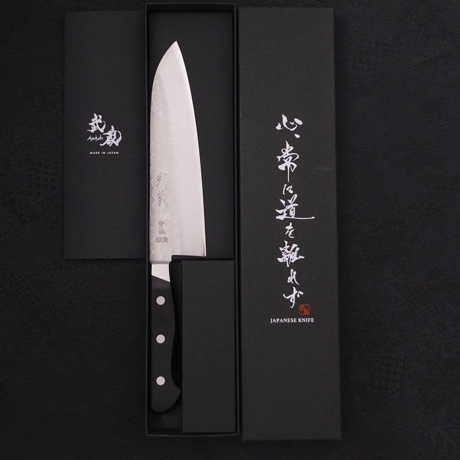 Santoku Blue Steel #2 Edelstahlummantelung Tsuchime Westlicher Griff 180mm - Image 7
