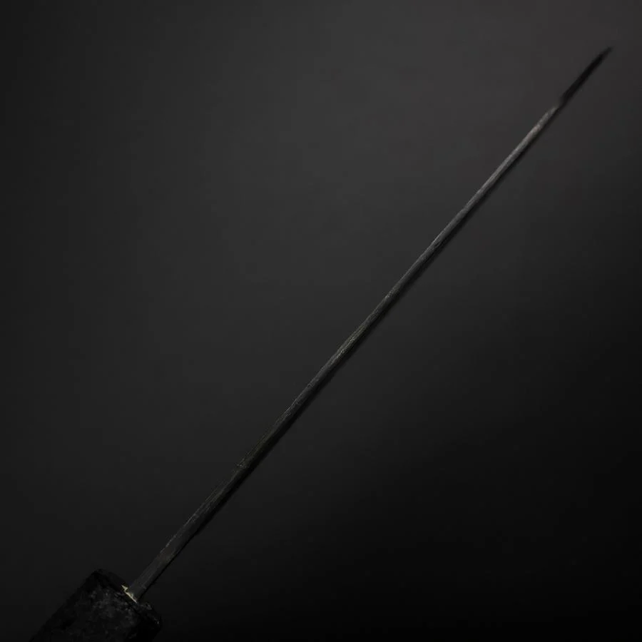 Santoku Blue Steel #2 Kurouchi Schwarzer Ishime Urushi Griff 165mm - Image 5