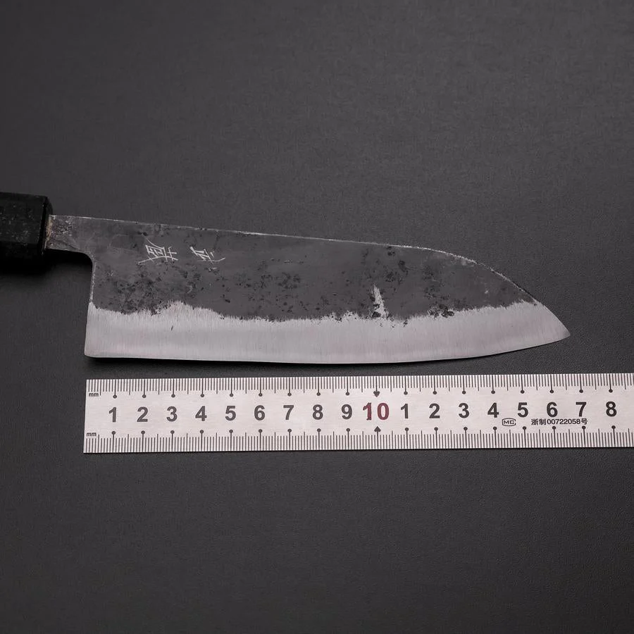 Santoku Blue Steel #2 Kurouchi Schwarzer Ishime Urushi Griff 165mm - Image 7