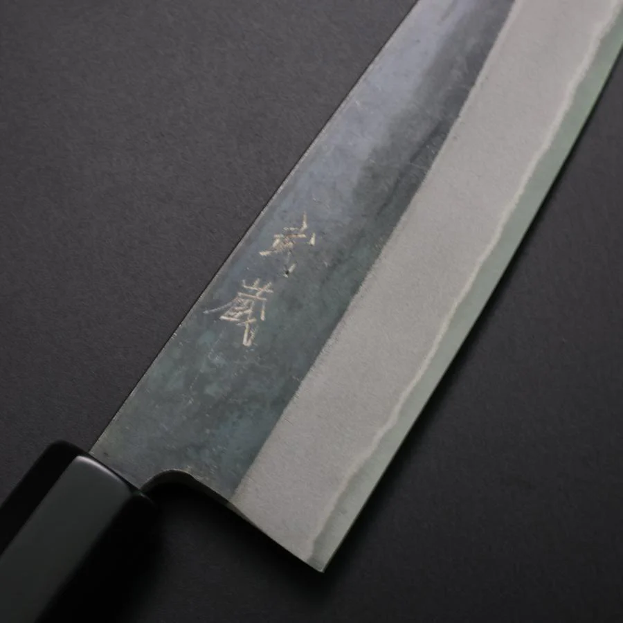 Santoku Blue Steel #2 Kurouchi Büffelhorn und Ebenholz Griff 165mm - Image 3