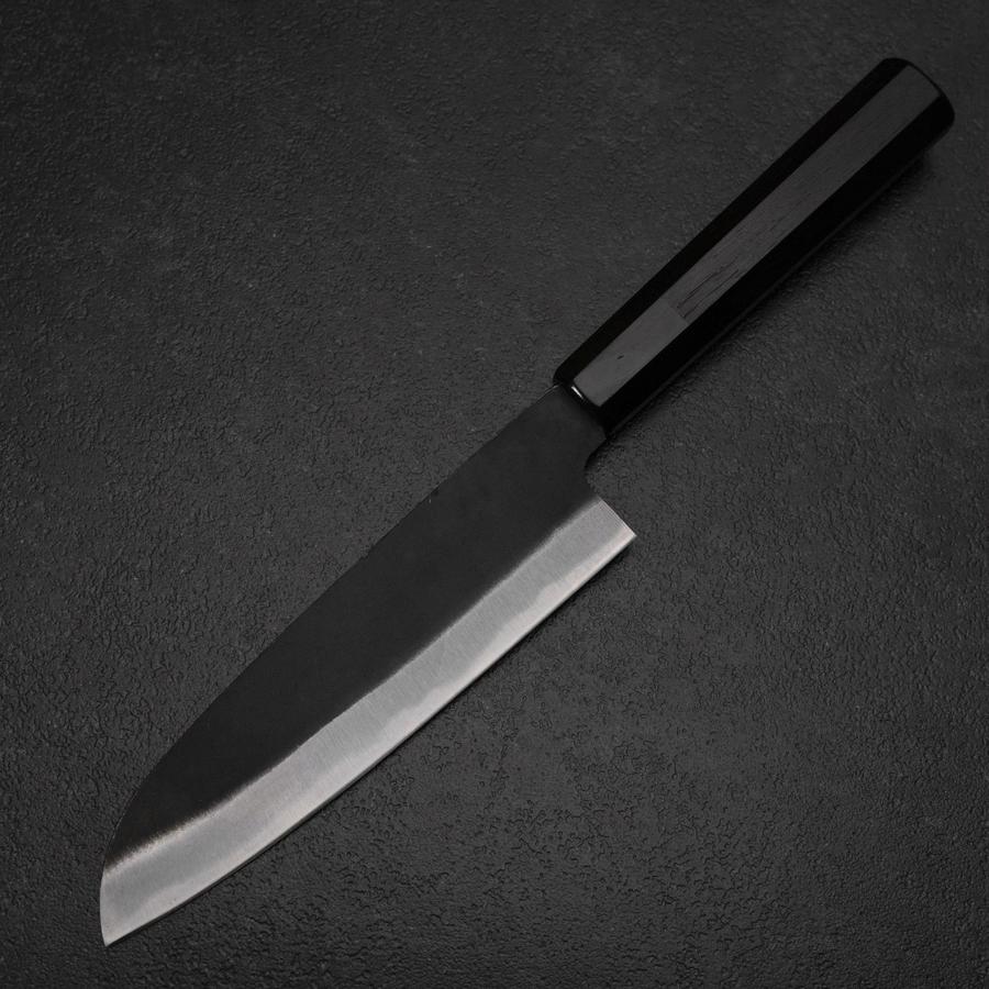 Santoku Blue Steel #2 Kurouchi Chokin Gepard Büffelhorn und Ebenholz Griff 165mm - Image 2