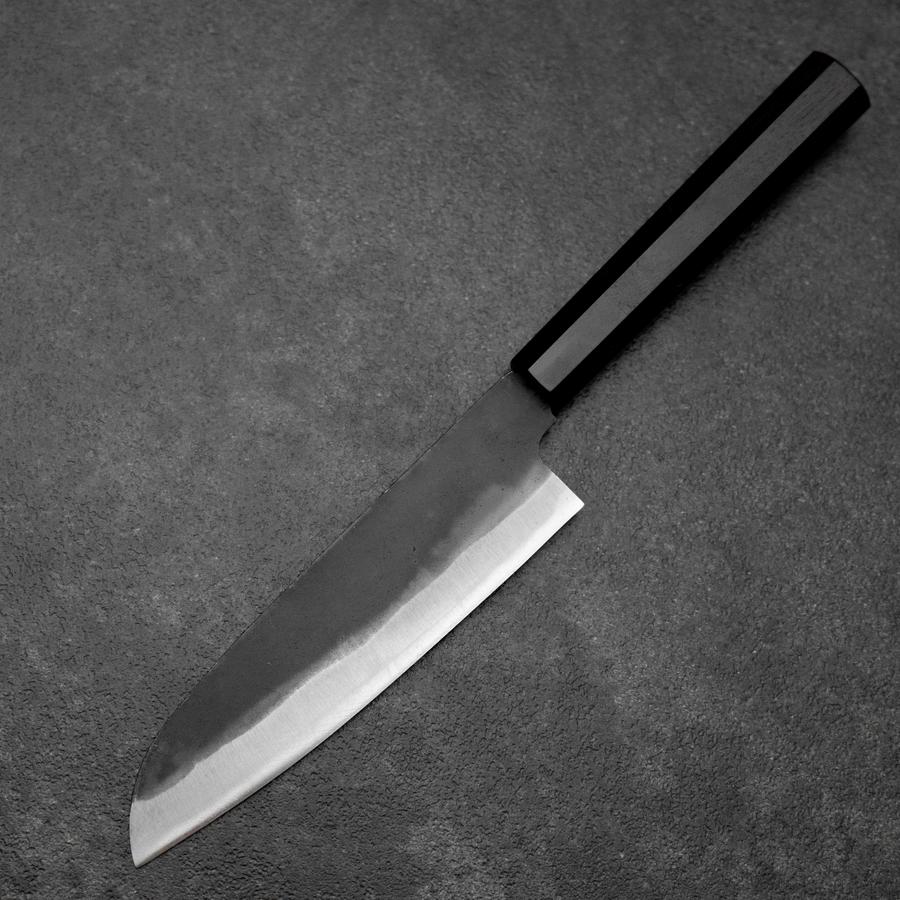 Santoku Blue Steel #2 Kurouchi Chokin Kranich Büffelhorn und Ebenholz Griff 165mm - Image 2