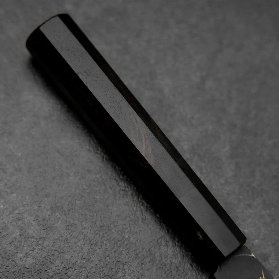 Santoku Blue Steel #2 Kurouchi Chokin Kranich Büffelhorn und Ebenholz Griff 165mm - Image 6