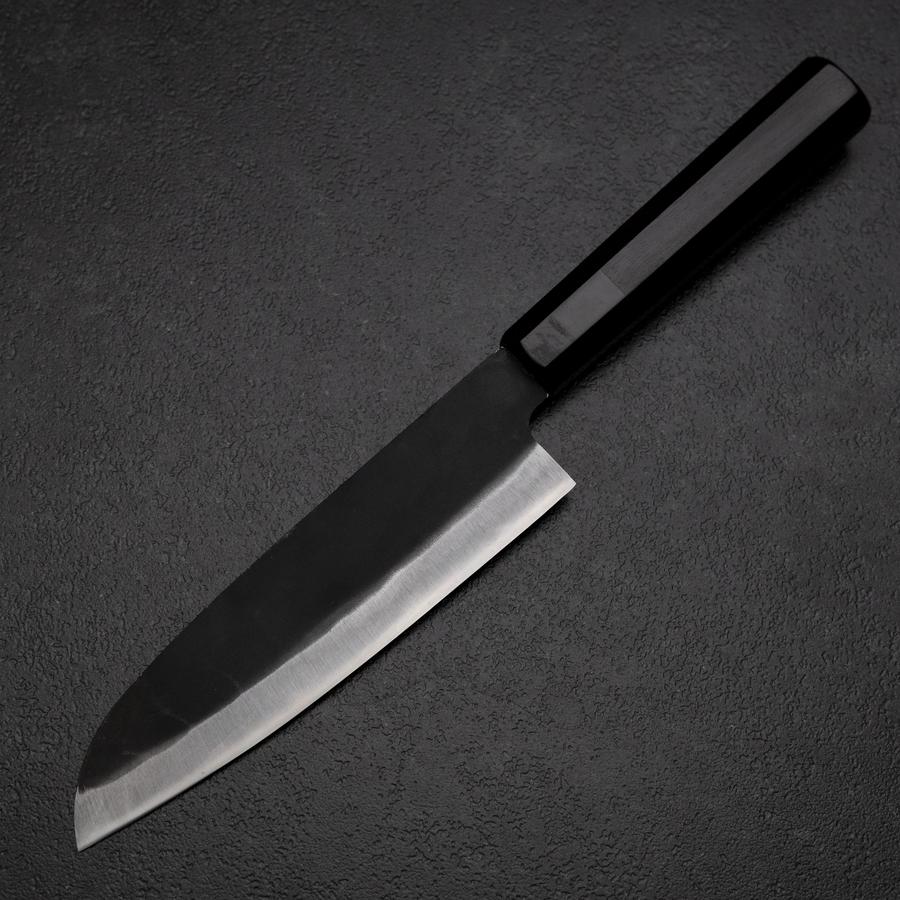 Santoku Blue Steel #2 Kurouchi Chokin Adler und Kiefer Büffelhorn und Ebenholz Griff 165mm - Image 2