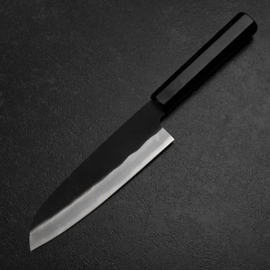 Santoku Blue Steel #2 Kurouchi Chokin Sakura Pagode Büffelhorn und Ebenholz Griff 165mm - Image 2