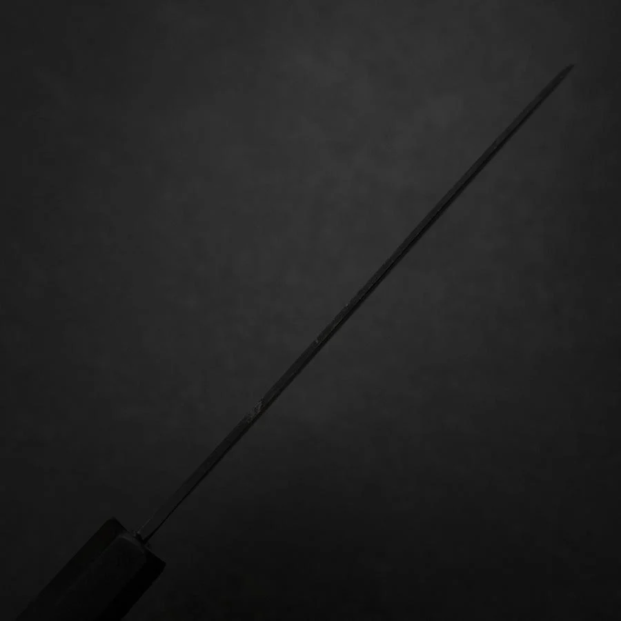 Santoku Blue Steel #2 Kurouchi Chokin Sakura Pagode Büffelhorn und Ebenholz Griff 165mm - Image 5