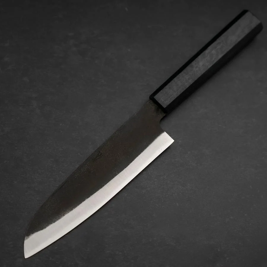 Santoku Blue Steel #2 Kurouchi Dunkelblauer Urushi Griff 165mm - Image 2