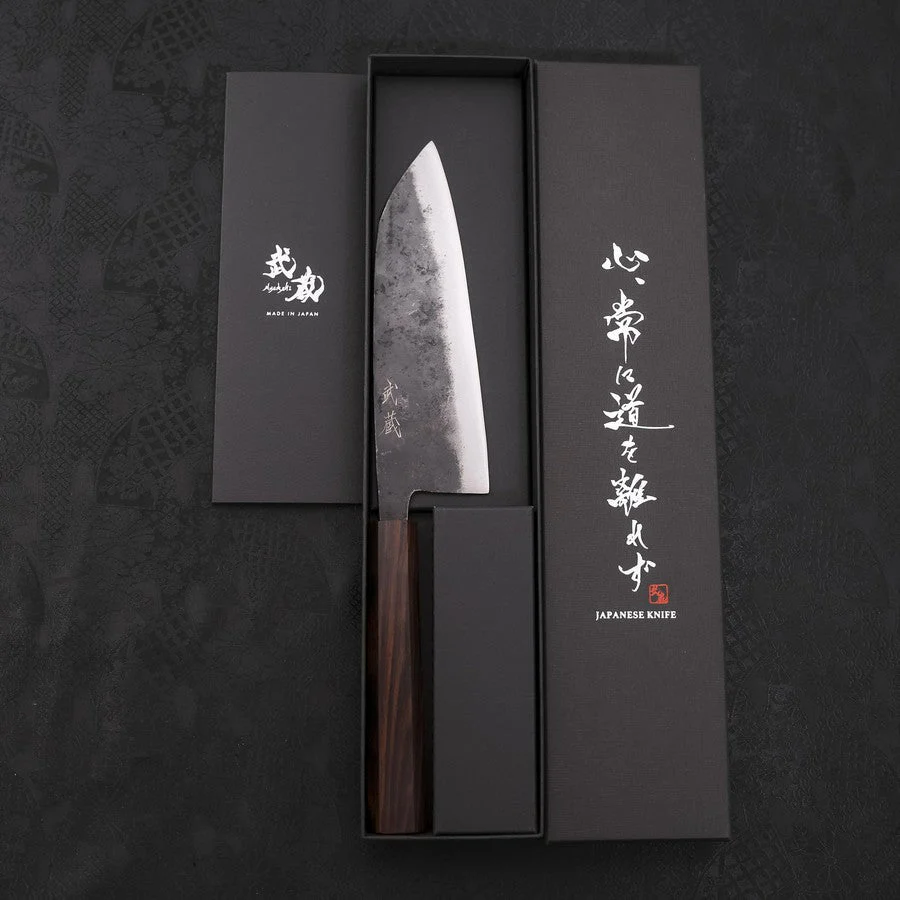 Santoku Blue Steel #2 Kurouchi Sumi Urushi Griff 165mm - Image 8