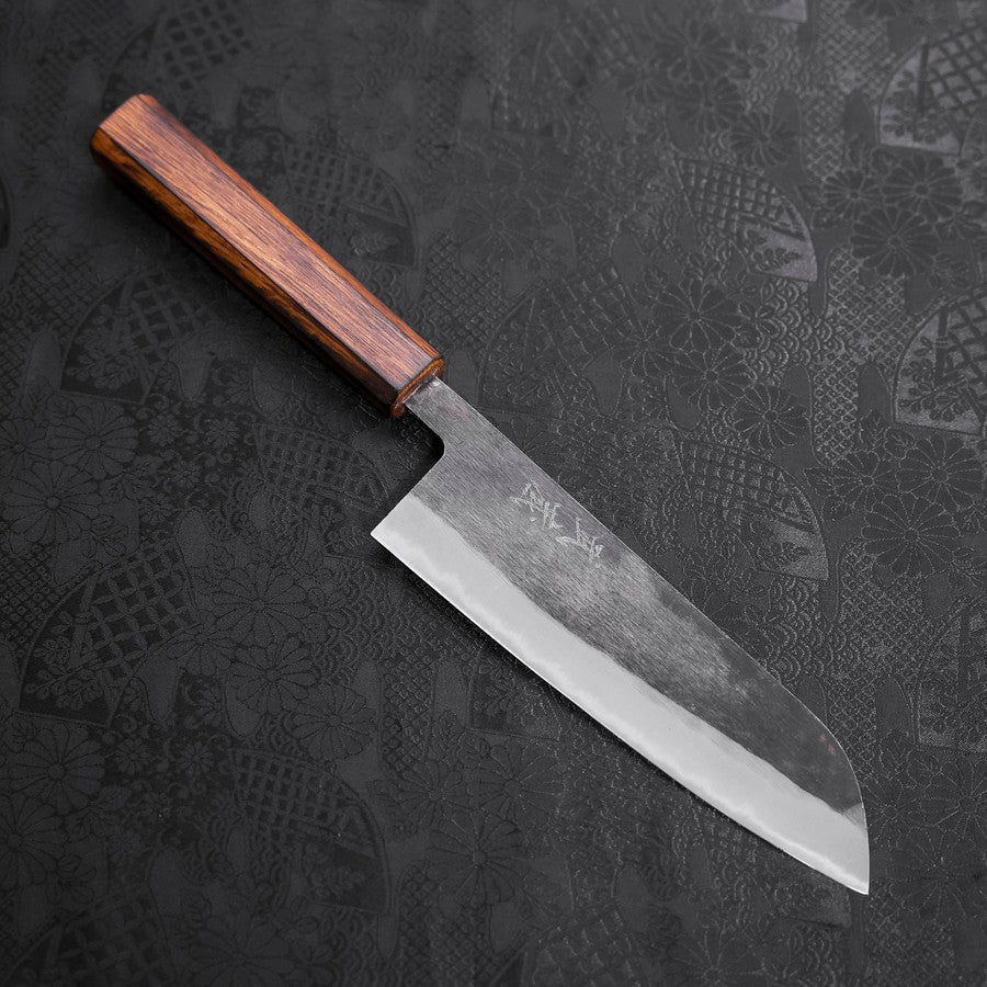Santoku Blue Steel #2 Kurouchi Sumi Urushi Griff 165mm