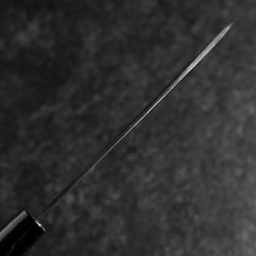 Santoku Blue Steel #2 Kurouchi Runder Zelkove Griff 150mm - Image 5