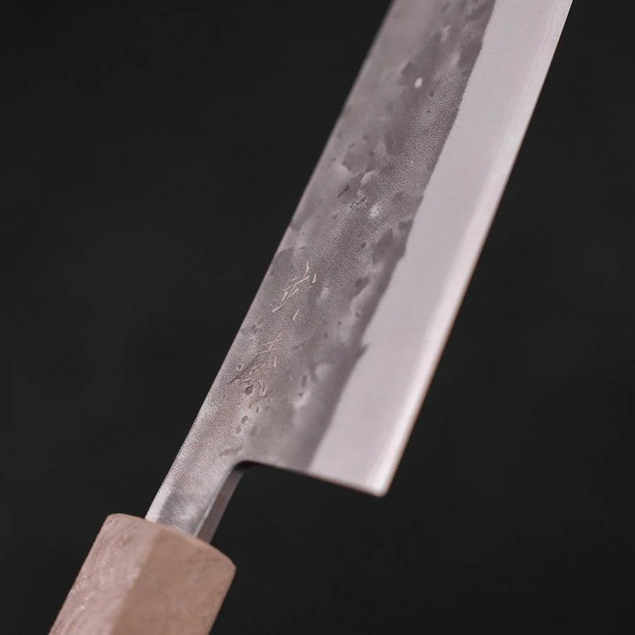 Santoku Blue Steel #2 Edelstahlummantelung Nashiji Weißer Ishime Griff 165mm - Image 3