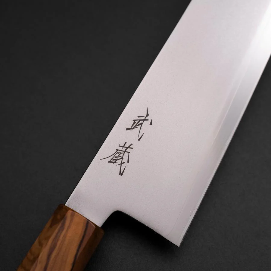 Santoku Blue Steel #2 Poliert Olivenholz Griff 170mm - Image 3