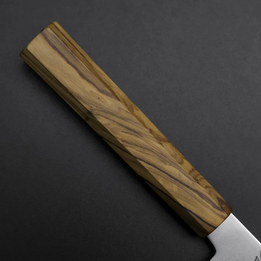 Santoku Blue Steel #2 Poliert Olivenholz Griff 170mm - Image 6