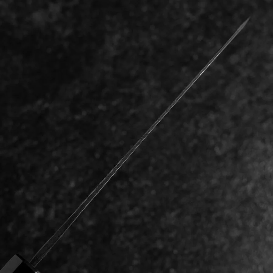 Santoku Blue Steel #2 Edelstahlummantelung Kurouchi Büffelhorn und Walnussholz Griff 165mm - Image 5