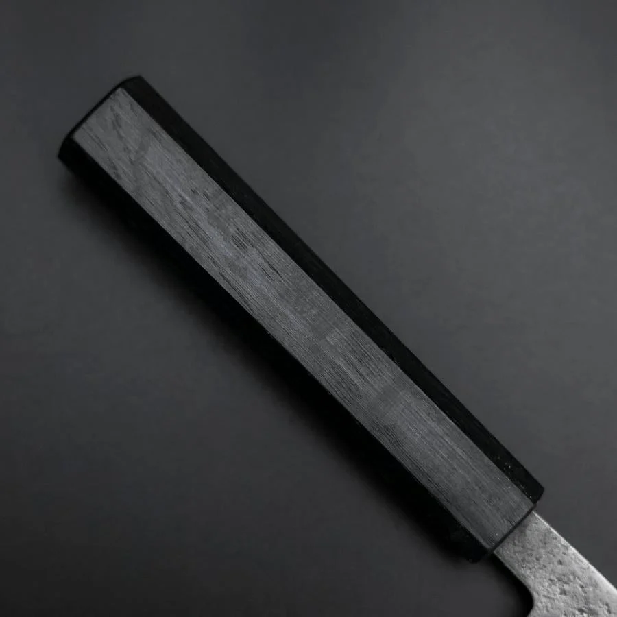 Santoku Blue Steel #2 Edelstahlummantelung Nashiji Dunkelblauer Urushi Griff 165mm - Image 6