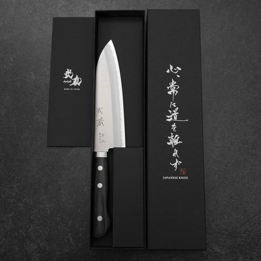 Santoku Blue Steel #2 Poliert Edelstahlummantelung Westlicher Griff 165mm - Image 8