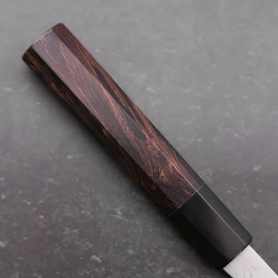 Santoku Blue Steel #2 Suminagashi Büffelhorn und Ebenholz Griff 170mm - Image 6
