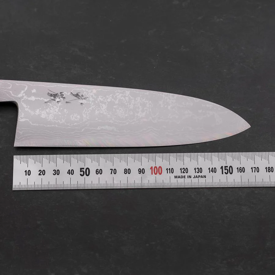 Santoku Blue Steel #2 Suminagashi Büffelhorn und Ebenholz Griff 170mm - Image 7
