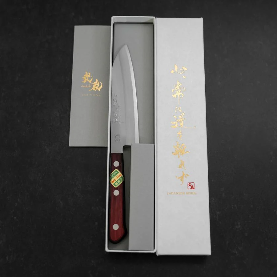 Santoku Blue Super Edelstahlummantelung Poliert Schwarz-Roter Westlicher Griff 140mm - Image 8