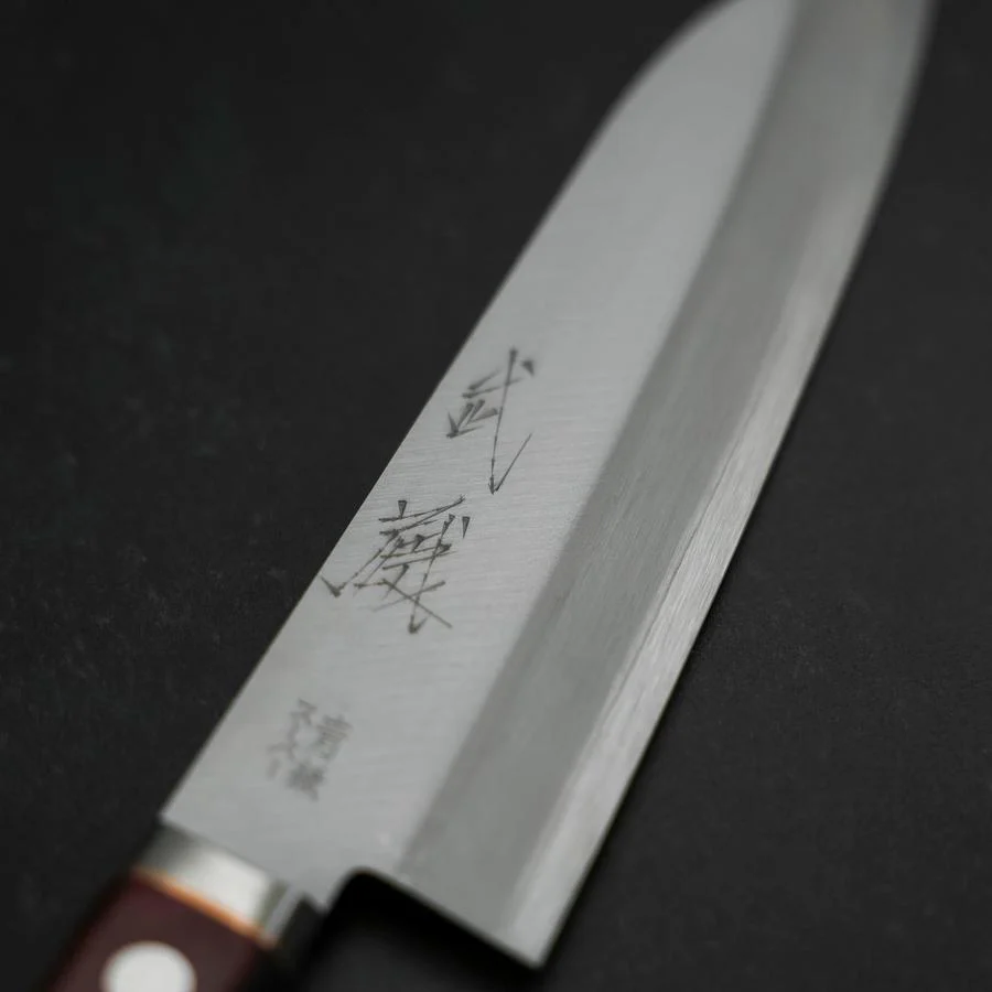 Santoku Blue Super Edelstahlummantelung Poliert Schwarz-Roter Westlicher Griff 165mm - Image 3
