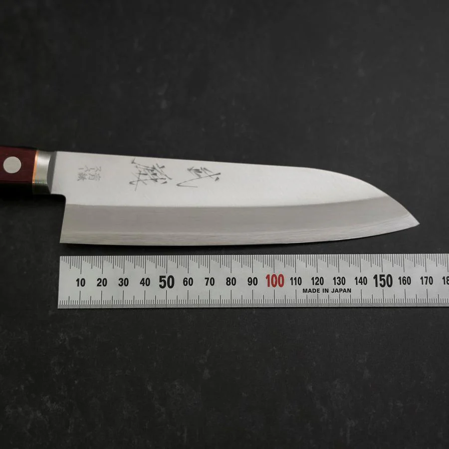 Santoku Blue Super Edelstahlummantelung Poliert Schwarz-Roter Westlicher Griff 165mm - Image 7