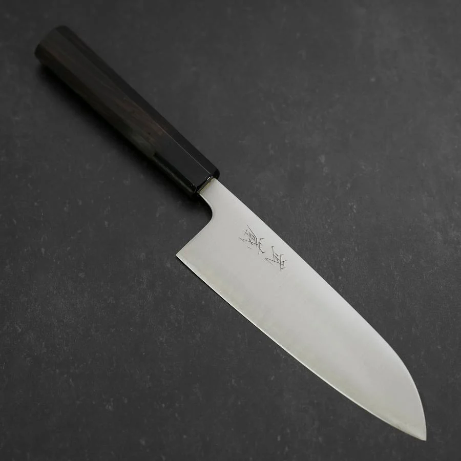 Santoku Blue Super Poliert Büffelhorn und Ebenholz Griff 165mm