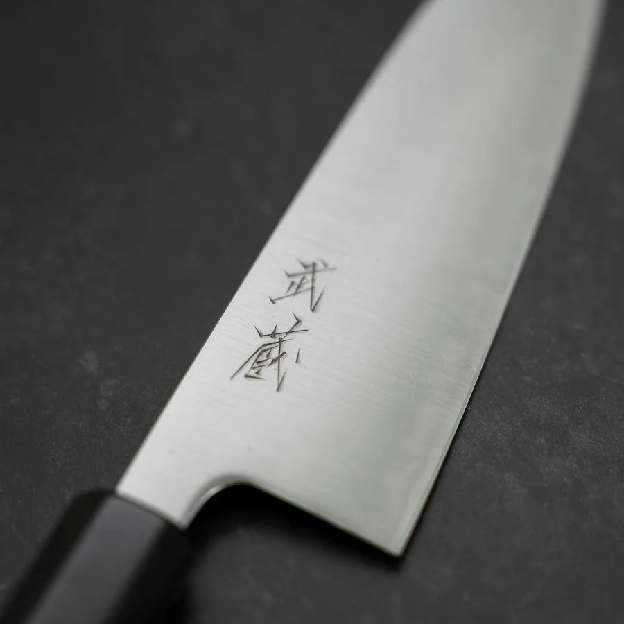 Santoku Blue Super Poliert Büffelhorn und Ebenholz Griff 165mm - Image 3