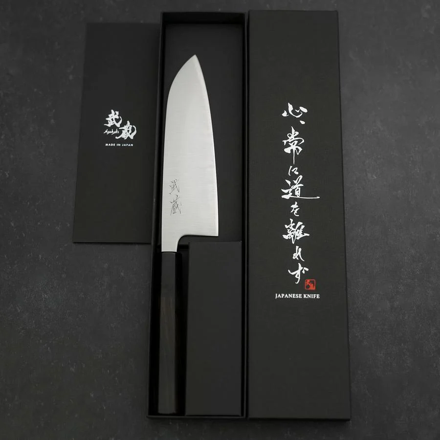 Santoku Blue Super Poliert Büffelhorn und Ebenholz Griff 165mm - Image 8