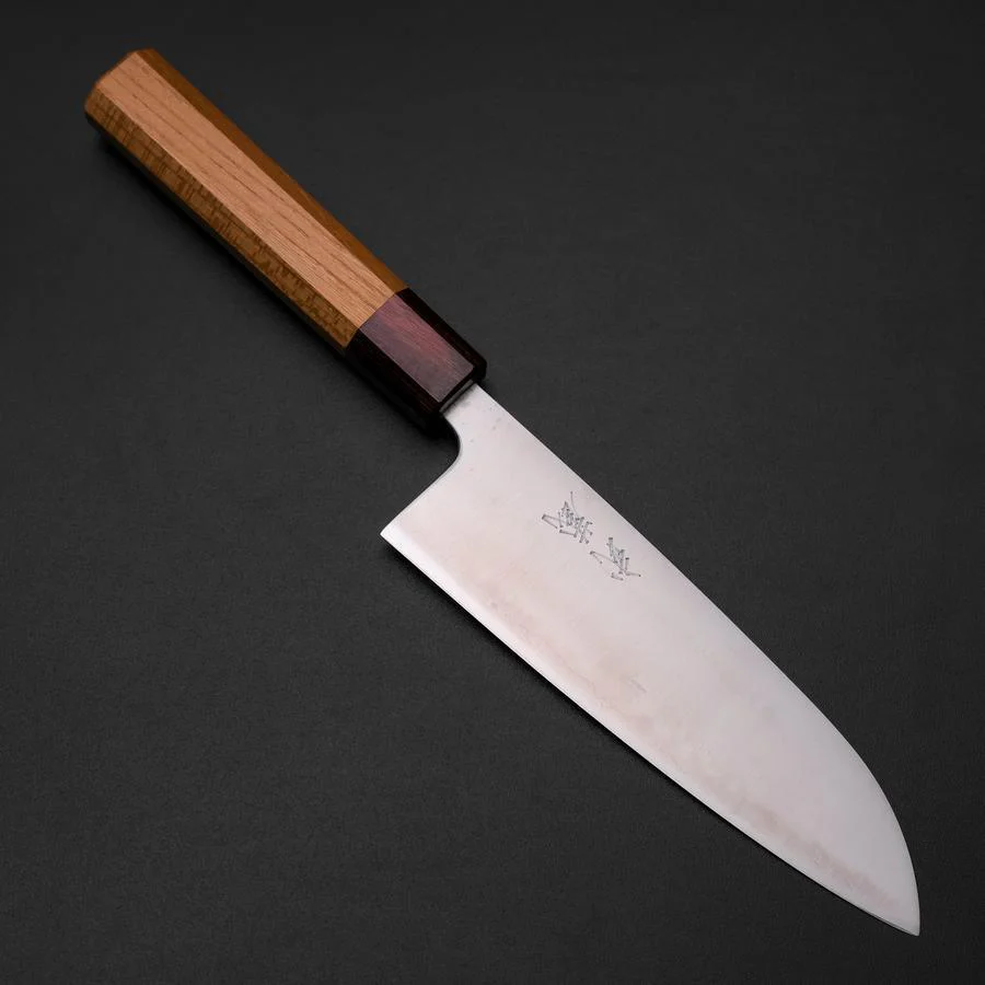 Santoku Blue Super Poliert Zelkove Griff 165mm