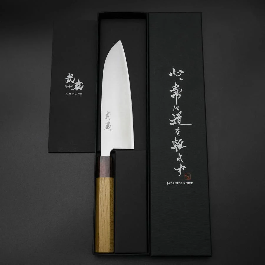 Santoku Blue Super Poliert Zelkove Griff 165mm - Image 8