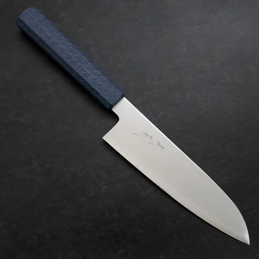 Santoku Chromax Poliert Blauer Urushi Griff 170mm