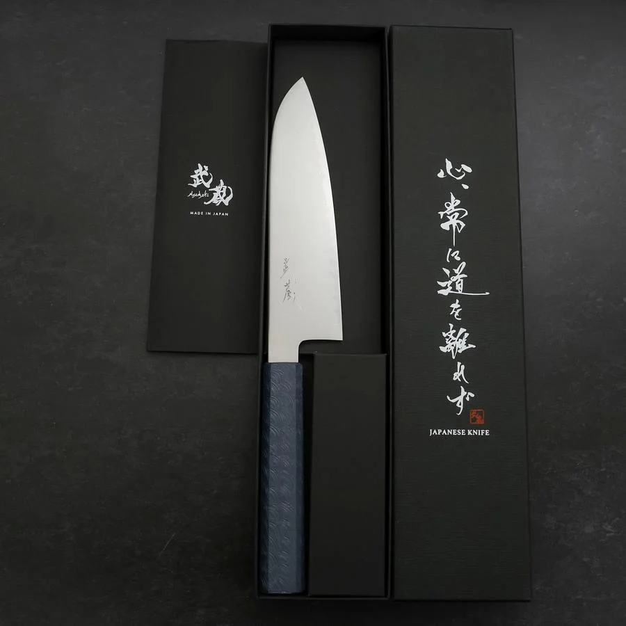 Santoku Chromax Poliert Blauer Urushi Griff 170mm - Image 8