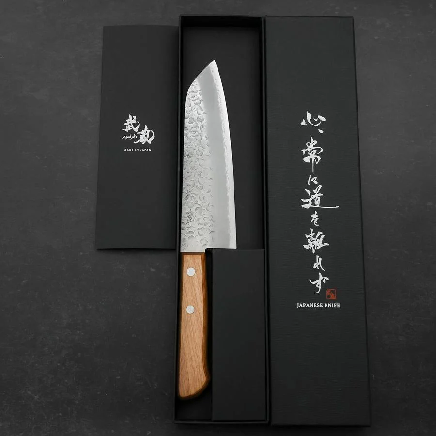 Santoku Chromax Tsuchime Brauner Westlicher Griff 165mm - Image 8