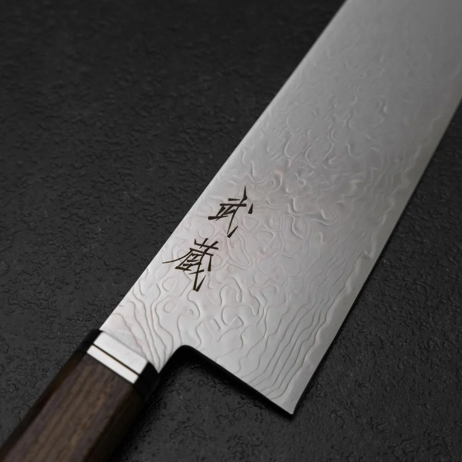 Santoku SG-2 Damast Goldener Westlicher Ebenholz Griff 180mm - Image 3