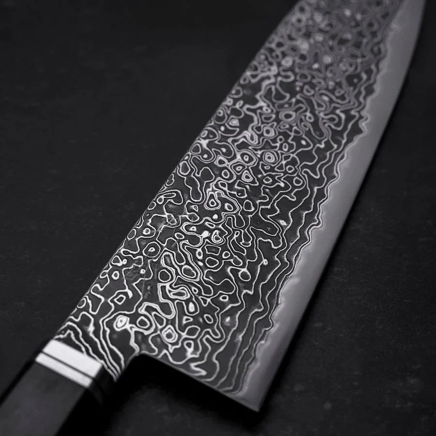 Santoku SG-2 Kurozome Damast Ebenholz Griff 180mm - Image 3