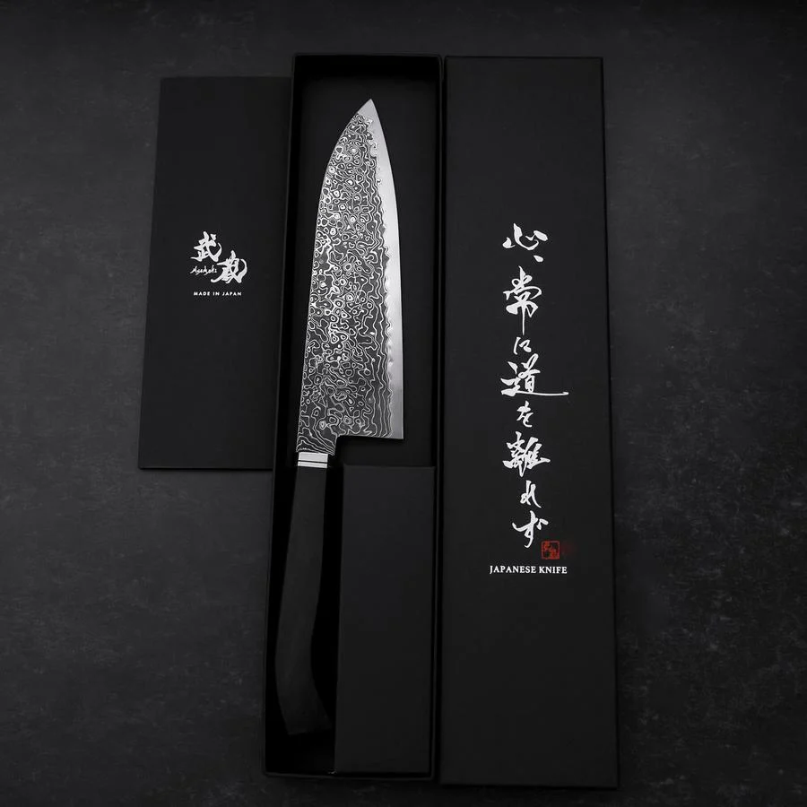 Santoku SG-2 Kurozome Damast Ebenholz Griff 180mm - Image 8