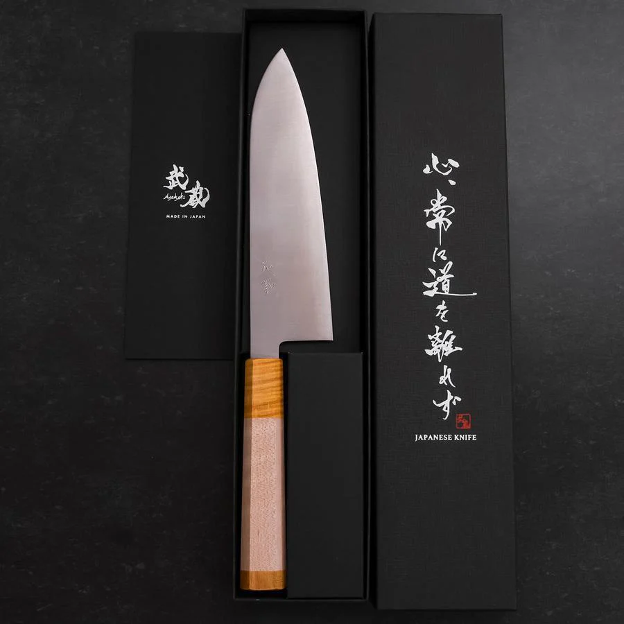 Santoku SG-2 Poliert Gelber Ahornholz Griff 180mm - Image 8