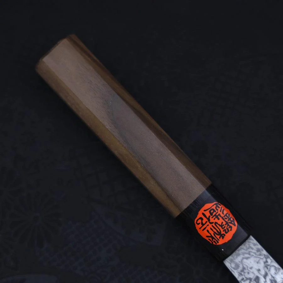 Santoku SG-2 Schwarzer Damast Büffelhorn und Walnussholz Griff 165mm - Image 6