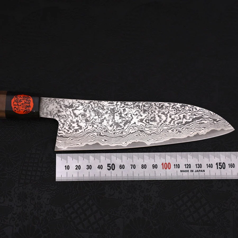 Santoku SG-2 Schwarzer Damast Büffelhorn und Walnussholz Griff 165mm - Image 7