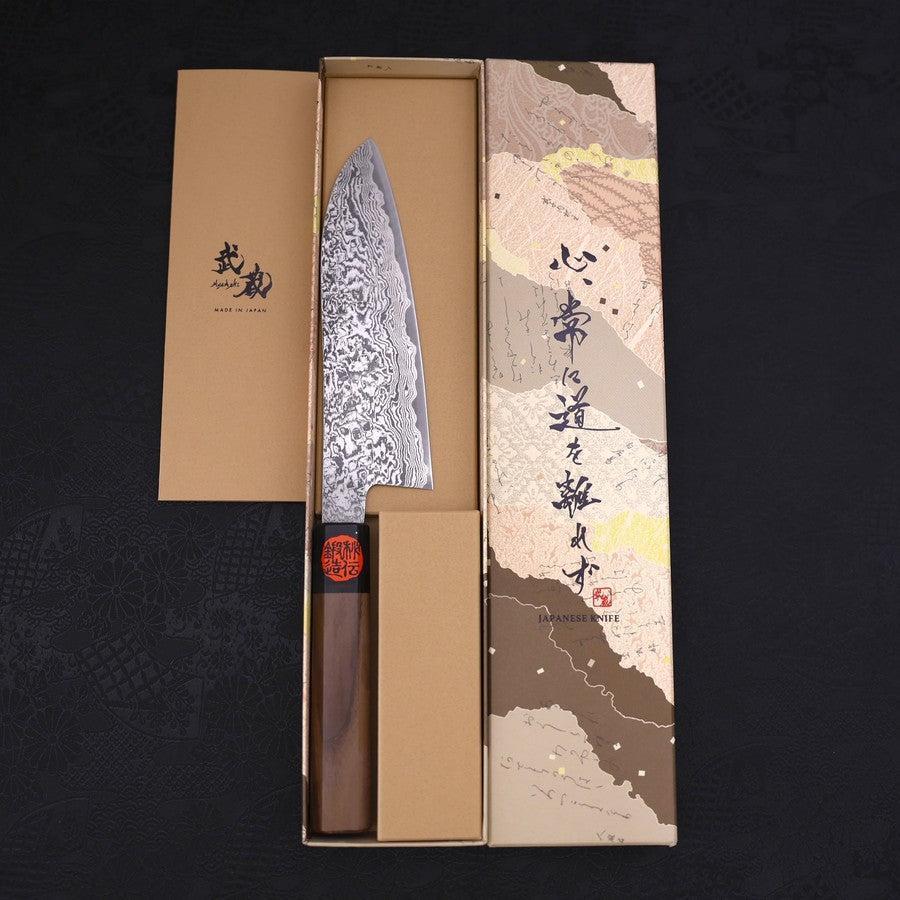 Santoku SG-2 Schwarzer Damast Büffelhorn und Walnussholz Griff 165mm - Image 8