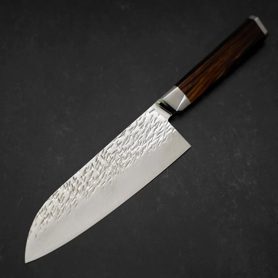 Santoku SG-2 Tsuchime Damast Oktogonaler Mahagoni Griff 180mm - Image 2