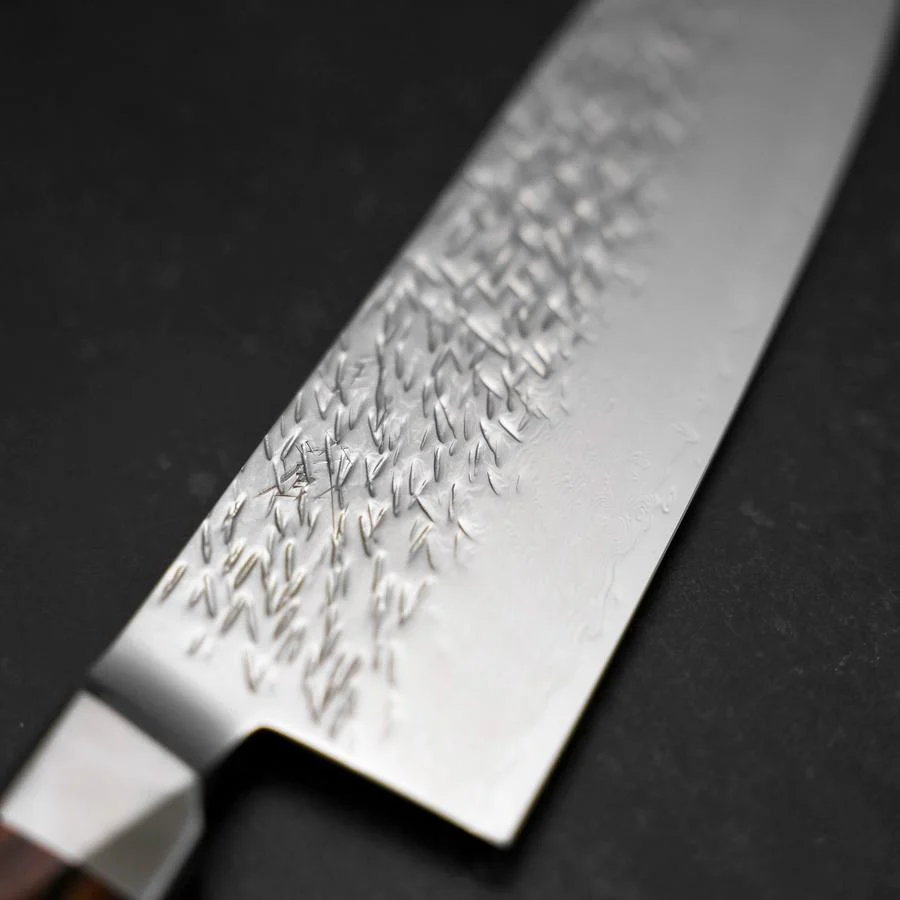 Santoku SG-2 Tsuchime Damast Oktogonaler Mahagoni Griff 180mm - Image 3