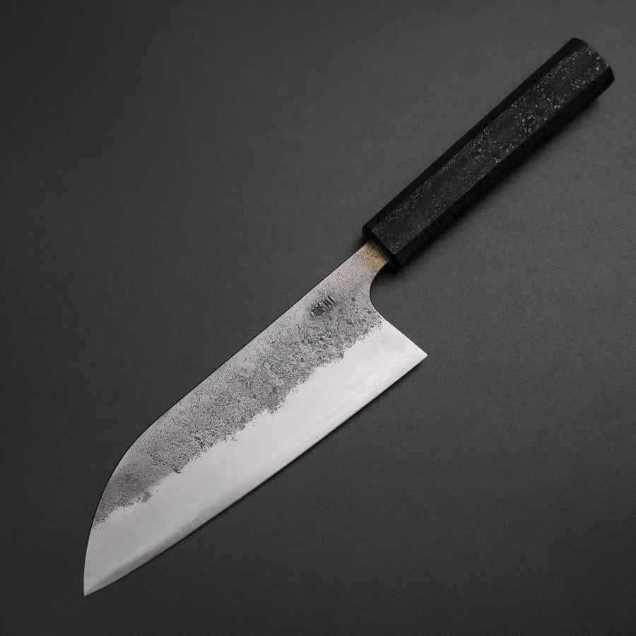 Santoku Silver Steel #3 Nashiji Schwarzer Ishime Urushi Griff 165mm - Image 2
